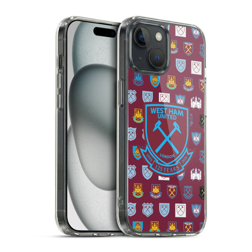 West Ham United FC Crest History Pattern 5 Soft Gel Case for Apple iPhone 15 & MagSafe