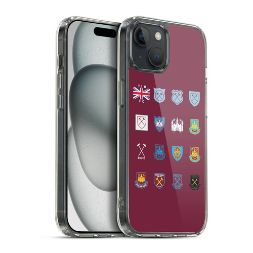 West Ham United FC Crest History Pattern 3 Soft Gel Case for Apple iPhone 15 Plus & MagSafe