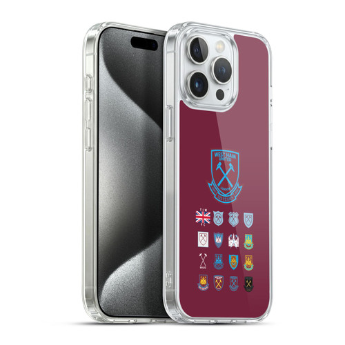 West Ham United FC Crest History Pattern 2 Soft Gel Case for Apple iPhone 15 Pro Max & MagSafe