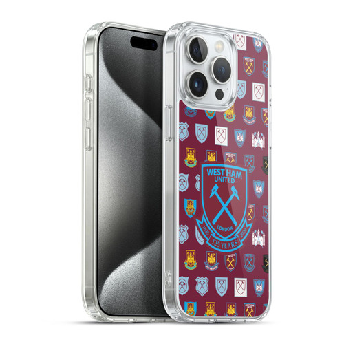 West Ham United FC Crest History Pattern 5 Soft Gel Case for Apple iPhone 15 Pro Max & MagSafe
