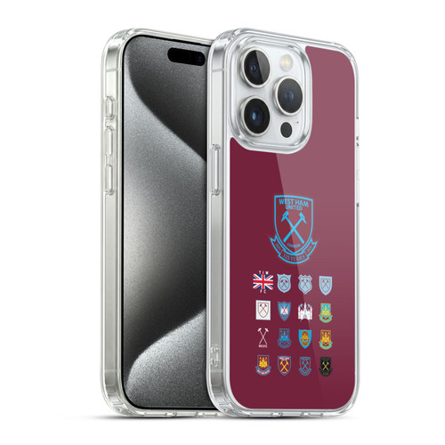 West Ham United FC Crest History Pattern 2 Soft Gel Case for Apple iPhone 15 Pro & MagSafe