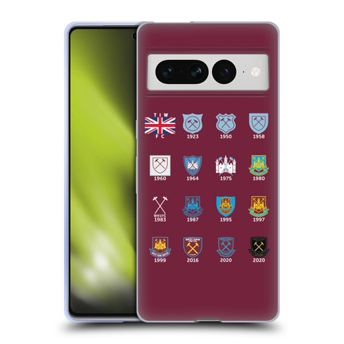 West Ham United FC Crest History Pattern 4 Soft Gel Case for Google Pixel 7 Pro