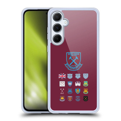 West Ham United FC Crest History Pattern 2 Soft Gel Case for Samsung Galaxy A55 5G