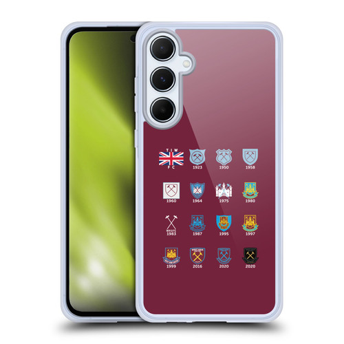 West Ham United FC Crest History Pattern 4 Soft Gel Case for Samsung Galaxy A55 5G