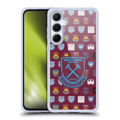 West Ham United FC Crest History Pattern 5 Soft Gel Case for Samsung Galaxy A55 5G