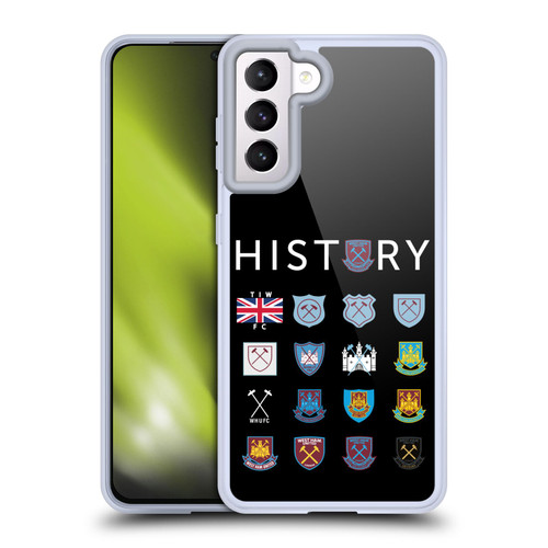 West Ham United FC Crest History Pattern 1 Soft Gel Case for Samsung Galaxy S21 5G