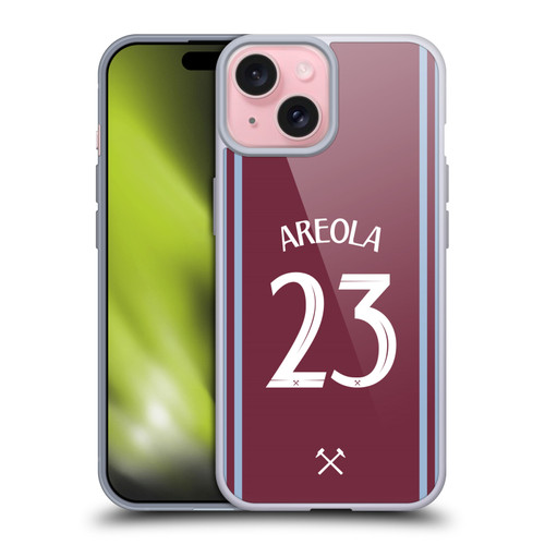 West Ham United FC 2024/25 Players Home Kit Alphonse Areola Soft Gel Case for Apple iPhone 15