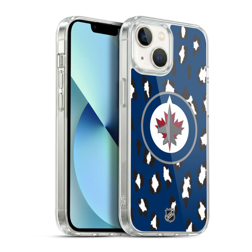 NHL Winnipeg Jets Leopard Pattern Soft Gel Case for Apple iPhone 13