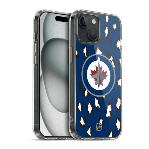 NHL Winnipeg Jets Leopard Pattern Soft Gel Case for Apple iPhone 15 & MagSafe