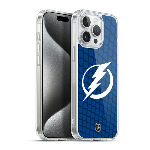 NHL Tampa Bay Lightning Net Pattern Soft Gel Case for Apple iPhone 15 Pro Max