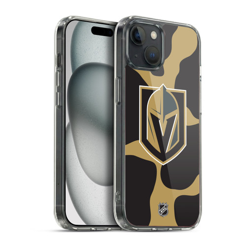 NHL Vegas Golden Knights Cow Pattern Soft Gel Case for Apple iPhone 15 Plus