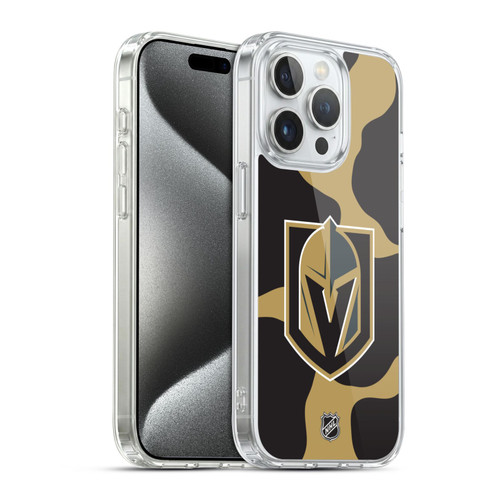 NHL Vegas Golden Knights Cow Pattern Soft Gel Case for Apple iPhone 15 Pro