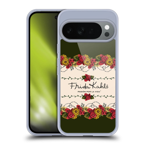 Frida Kahlo Red Florals Border Soft Gel Case for Google Pixel 10