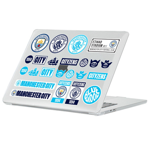 Manchester City Man City FC Assorted Art Logos And Iconic Quotes Clear Hard Crystal Armour Laptop Case for Apple MacBook Air 13.6" A2681/A3113/A3240/A3449 2022/2024/2025/2026