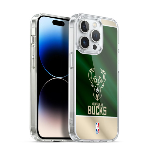 NBA Milwaukee Bucks Horizontal Banner Soft Gel Case for Apple iPhone 14 Pro & MagSafe