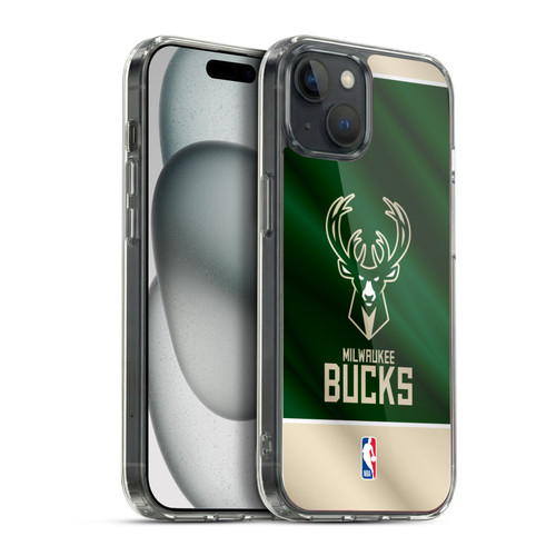 NBA Milwaukee Bucks Horizontal Banner Soft Gel Case for Apple iPhone 15 Plus & MagSafe