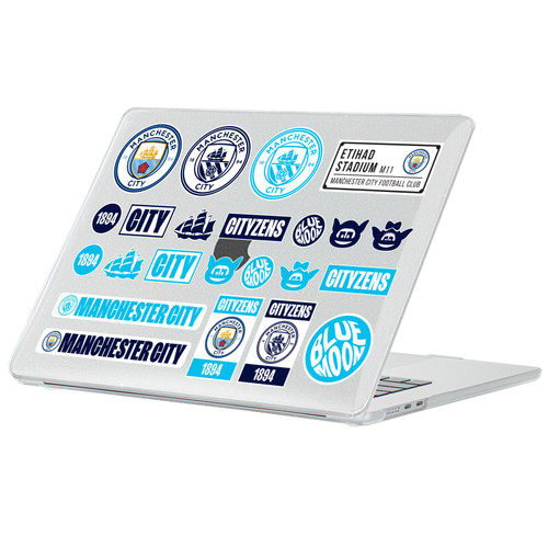 Manchester City Man City FC Assorted Art Logos And Iconic Quotes Clear Glitter Hard Crystal Armour Laptop Case for Apple MacBook Air 13.6" A2681/A3113/A3240/A3449 2022/2024/2025/2026