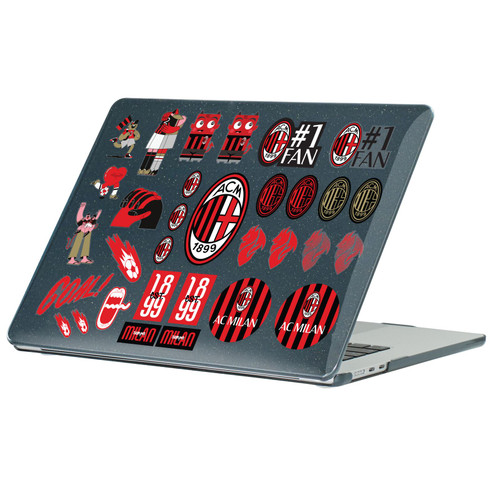 AC Milan Graphic Icons Logo and Typography Black Glitter Hard Crystal Armour Laptop Case for Apple MacBook Air 13.6" M2 A2681/M3 A3113/M4 A3240 2022/2024/2025