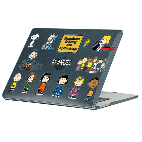 Peanuts Icons And Characters Cast Black Glitter Hard Crystal Armour Laptop Case for Apple MacBook Air 13.6" M2 A2681/M3 A3113/M4 A3240 2022/2024/2025