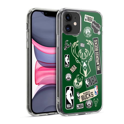 NBA Milwaukee Bucks Sticker Collage Soft Gel Case for Apple iPhone 11