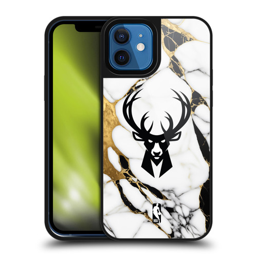 NBA Milwaukee Bucks White Marble Gel Armour Case For Apple iPhone 12 / iPhone 12 Pro