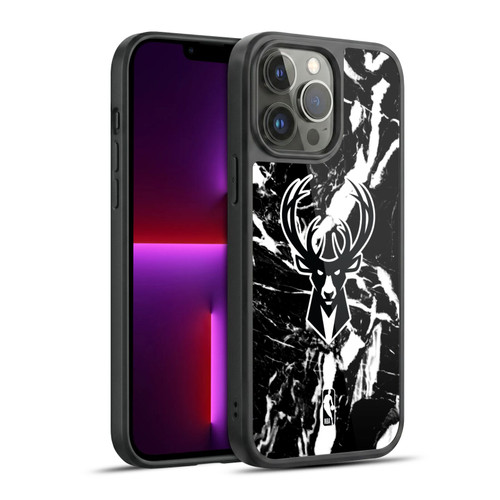 NBA Milwaukee Bucks Black Marble Gel Armour Case For Apple iPhone 13 Pro Max