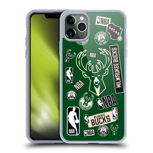 NBA Milwaukee Bucks Sticker Collage Soft Gel Case for Apple iPhone 11 Pro Max & MagSafe