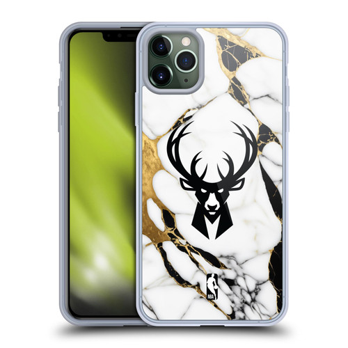 NBA Milwaukee Bucks White Marble Soft Gel Case for Apple iPhone 11 Pro Max & MagSafe
