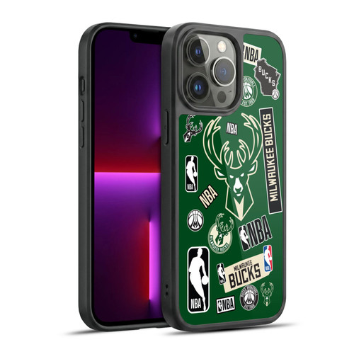 NBA Milwaukee Bucks Sticker Collage Gel Armour Case For Apple iPhone 13 Pro Max