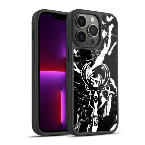 NBA Milwaukee Bucks Black Marble Gel Armour Case For Apple iPhone 13 Pro