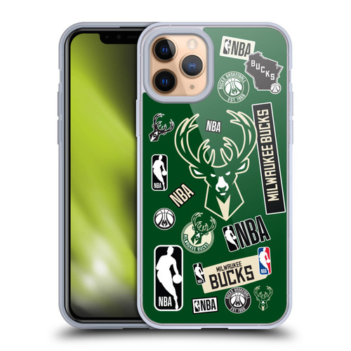 NBA Milwaukee Bucks Sticker Collage Soft Gel Case for Apple iPhone 11 Pro & MagSafe