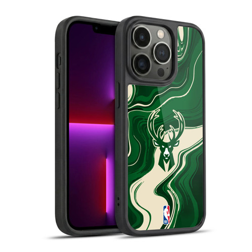 NBA Milwaukee Bucks Marble Agates Gel Armour Case For Apple iPhone 13 Pro