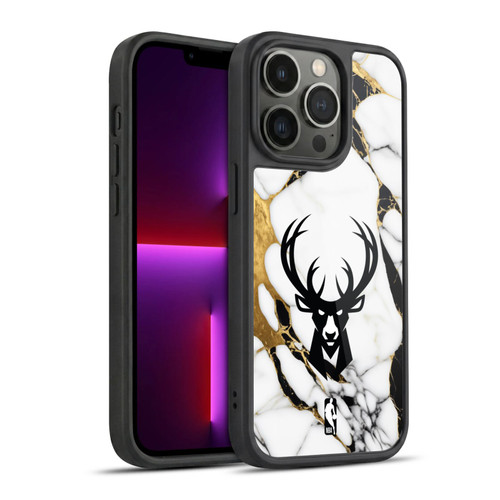 NBA Milwaukee Bucks White Marble Gel Armour Case For Apple iPhone 13 Pro