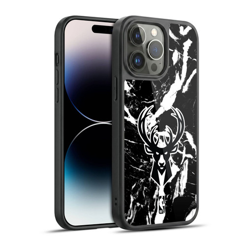 NBA Milwaukee Bucks Black Marble Gel Armour Case For Apple iPhone 14 Pro Max