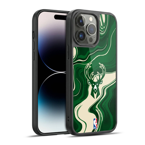 NBA Milwaukee Bucks Marble Agates Gel Armour Case For Apple iPhone 14 Pro Max