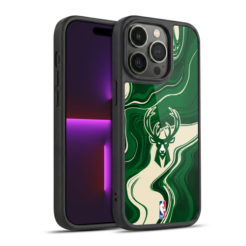 NBA Milwaukee Bucks Marble Agates Gel Armour Case For Apple iPhone 14 Pro
