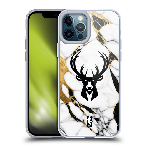 NBA Milwaukee Bucks White Marble Soft Gel Case for Apple iPhone 12 Pro Max & MagSafe