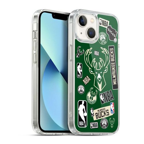 NBA Milwaukee Bucks Sticker Collage Soft Gel Case for Apple iPhone 13