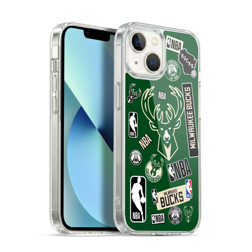 NBA Milwaukee Bucks Sticker Collage Soft Gel Case for Apple iPhone 13