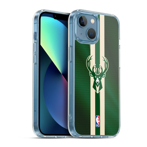 NBA Milwaukee Bucks Stripes Soft Gel Case for Apple iPhone 13 Mini & MagSafe