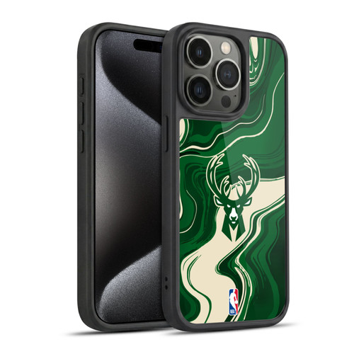 NBA Milwaukee Bucks Marble Agates Gel Armour Case For Apple iPhone 15 Pro