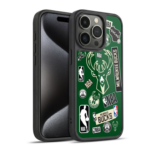NBA Milwaukee Bucks Sticker Collage Gel Armour Case For Apple iPhone 15 Pro