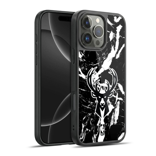 NBA Milwaukee Bucks Black Marble Gel Armour Case For Apple iPhone 16 Pro Max