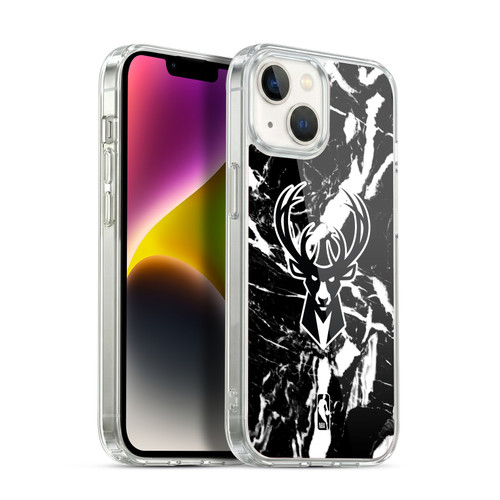 NBA Milwaukee Bucks Black Marble Soft Gel Case for Apple iPhone 14