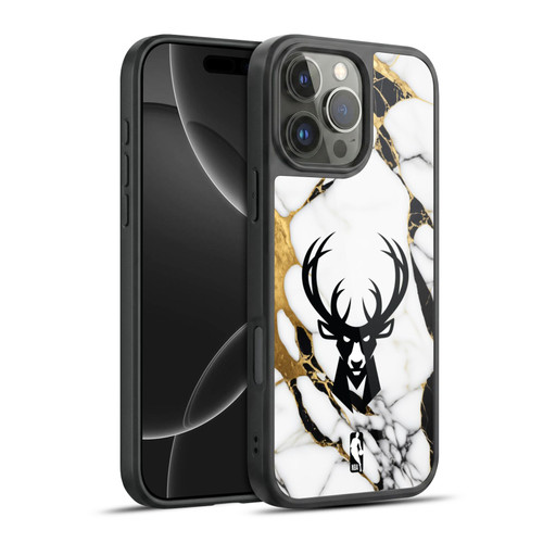 NBA Milwaukee Bucks White Marble Gel Armour Case For Apple iPhone 16 Pro Max