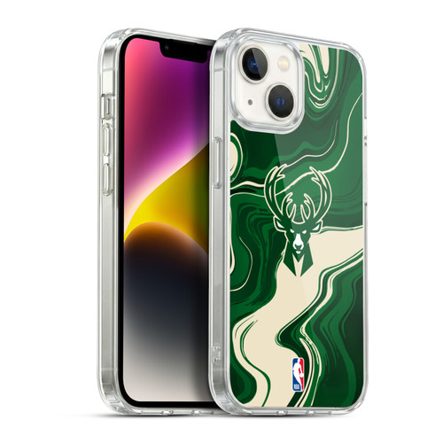 NBA Milwaukee Bucks Marble Agates Soft Gel Case for Apple iPhone 14