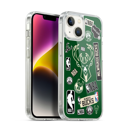 NBA Milwaukee Bucks Sticker Collage Soft Gel Case for Apple iPhone 14