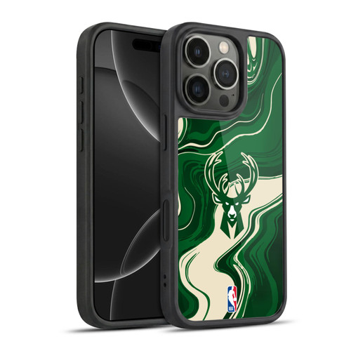 NBA Milwaukee Bucks Marble Agates Gel Armour Case For Apple iPhone 16 Pro