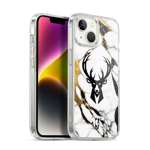 NBA Milwaukee Bucks White Marble Soft Gel Case for Apple iPhone 14