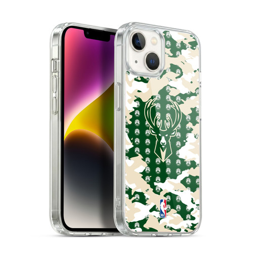 NBA Milwaukee Bucks Camouflage Soft Gel Case for Apple iPhone 14 Plus & MagSafe